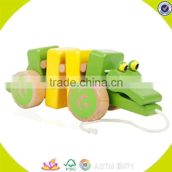 Wholesale Lovely Wooden Elephant Pull Car Toy High Quality Wooden Elephant Pull Car Toy W05B034 photo-3