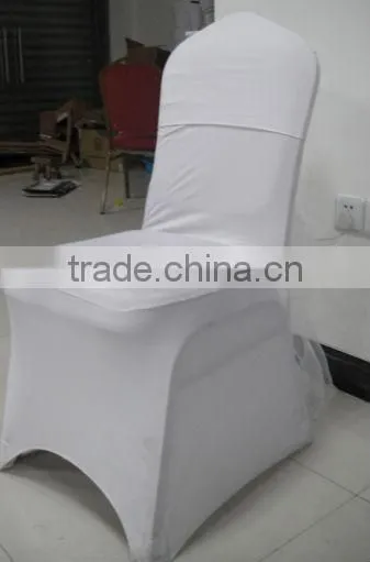 White Banquet Spandex Chair Cover With Organza Chair Cap Sash for Wedding Decoration photo-3