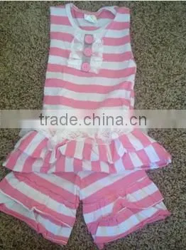 Toddler Shorts Girls Adorable Pink White Stripes Shorts Childrens Boutique Clothing photo-2