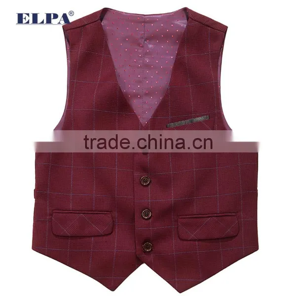 ELPA 2016 Fashion NXB0058 Hot Sale Three Pieces Red Plaid Kids Suits Clothes for Wedding photo-3
