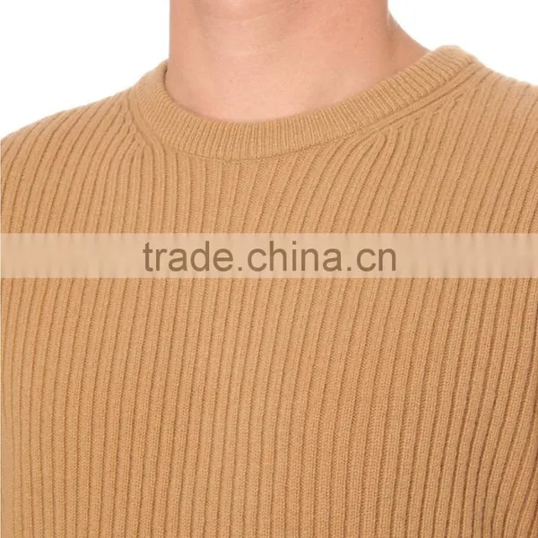 Crew Neck Yellow Color Knitted Jumper Korean Men Sweater With Biker-Inspired Zipper On Cuffs photo-2