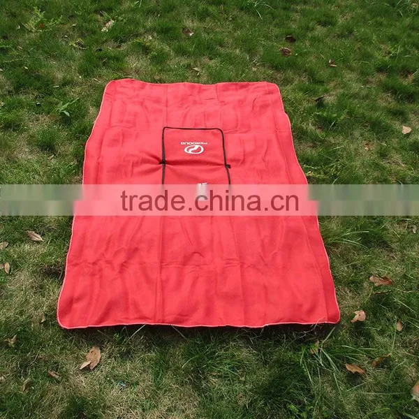 Red & Blue Printed Logo Car Company Gift Polar Fleece With Zipper Travel 2 in 1 Pillow Blanket photo-4