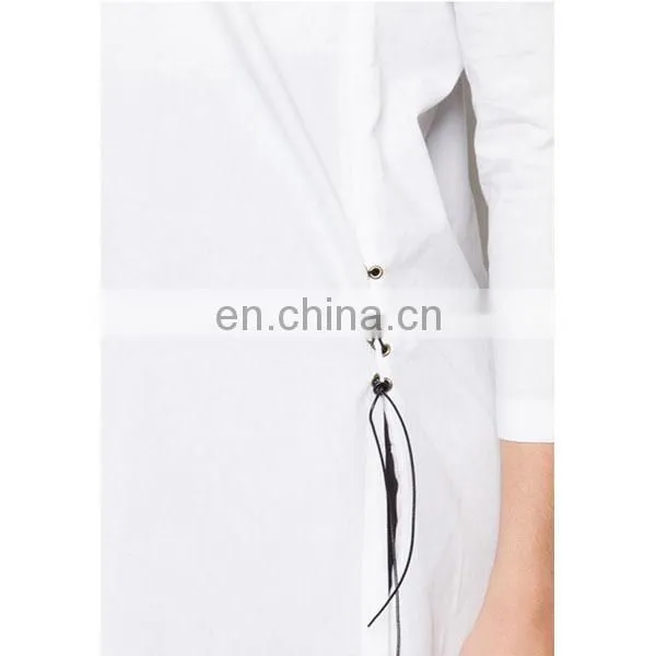 New Arrival Side Slit Tunic With Leather Cord Fashion Long Sleeve Muslim Top photo-5