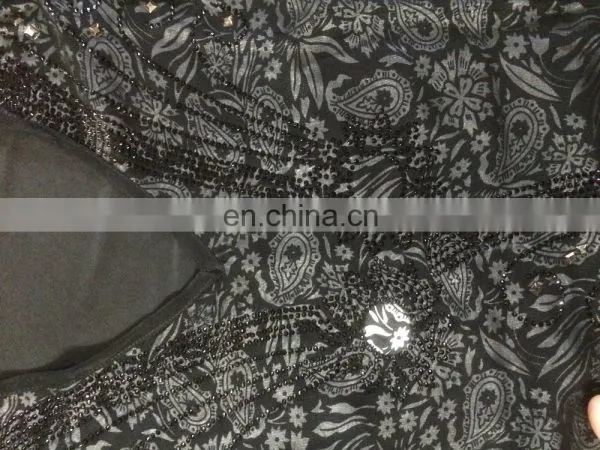 Women's Black Color Burkha With Diamond Stone Work & Printed Satin / Embroidery Work Islamic Style Burkha photo-4