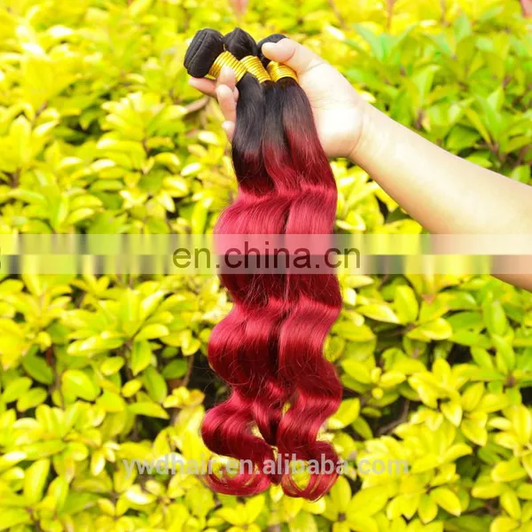 Ombre Hair Extensions Brazilian Virgin Hair Body Wave T1B/Burgundy Human Hair Colored Two Tone photo-4