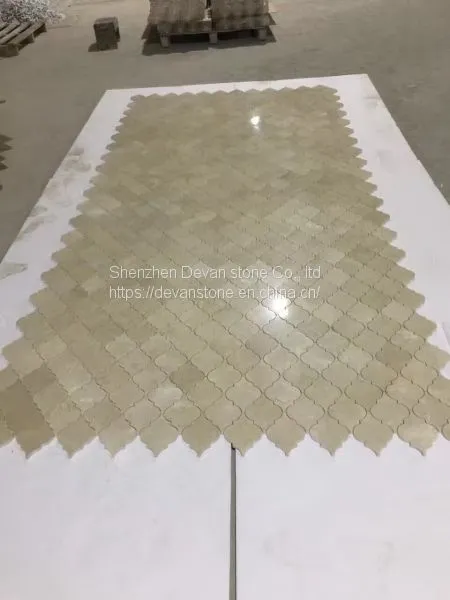 Crema Marfil Arabesque Lantern Shaped Floor Mosaic photo-2