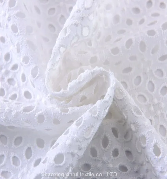 Cotton Lace Fabric by the Yard Voile Embroidery Fabric photo-3