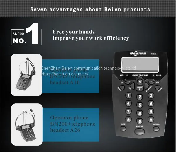 China BN200 Business Telephone + CS12 Business Telephone Headset for Call Center photo-4