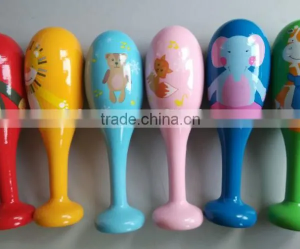 2016 New Design Wooden Maracas Prevent Swallowing Musical Maracas Most Popular For Kids Educational Musical Toys photo-4