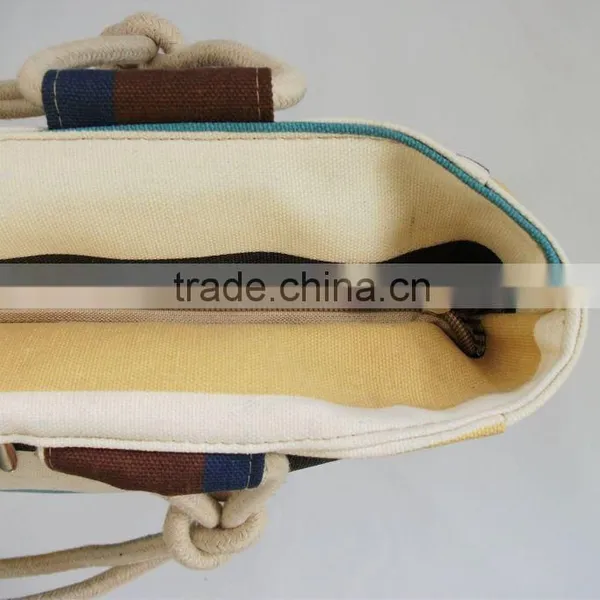 2015 New Arrival Big Capacity Women Lady Female Canvas Stripe Printed Tote Bag photo-3