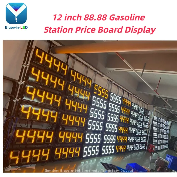 LED Gas Price Sign Board Outdoor Digital Number Display IP65 Stainless Steel WiFi Remote Control for Petrol Station