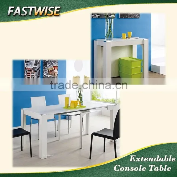 2 Ways Modern Extendable White Dining Table for Living Room