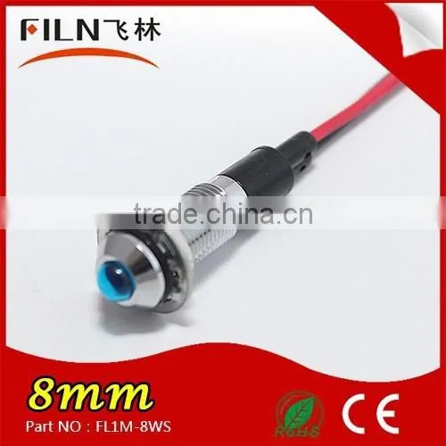 Wenzhou FILN White Lamp 8MM Metal 12V DC Led Signal Automotive Lights Manufacturers With Wire photo-3