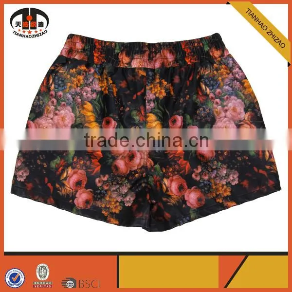 2016 Fashionable Women Garment Leather Shorts With Custom Flower Pattern photo-2