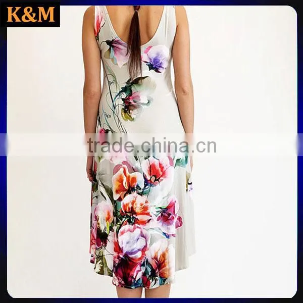 Sleeveless Floral Midi Dress Summer Dress Knee Length Dress photo-3