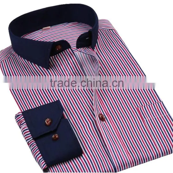 Button Cuff Collar Gingham Long Sleeve Men Woven Shirt,2015 Latest Design Mens Long Sleeve Plaids Shirt Pink 40 Cotton Shirt photo-2
