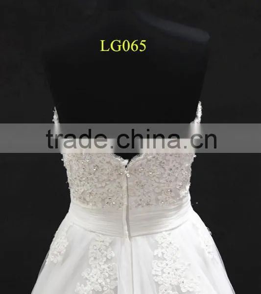 New Beading Lace Appliques Tulle Drapping Belt With Beading Trim Sweetheart Wedding Dress photo-6