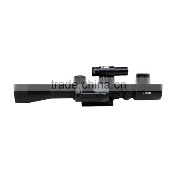 Funpowerland Tactical 3-9x40mm Illuminated Rifle Scope With Red Laser & Red Dot Sight of Red / Green Reticle Mount photo-2