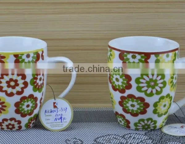 14OZ Flower With Dot Design Decal Printed Coffee Cups, Shiny Surface Porcelain Mug, KL5001-A403 photo-4