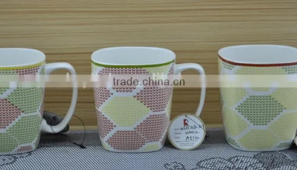 11OZ Coffee Design Square Shape Tea Cups, Shiny Surface Porcelain Mug, KL5031-366 photo-3