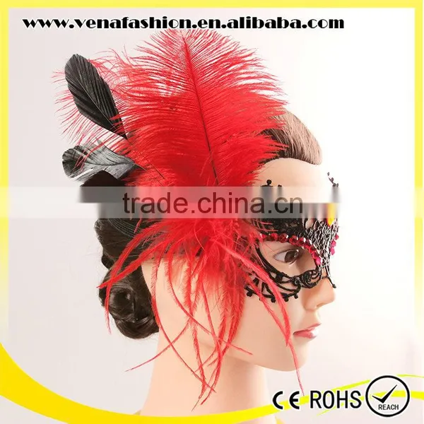 Gothic Model Feather Black Lace Mask, Lace Eye Mask photo-2