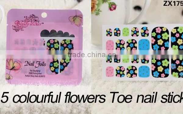 5 Colourful Flowers Toe Nail Stickernail Art