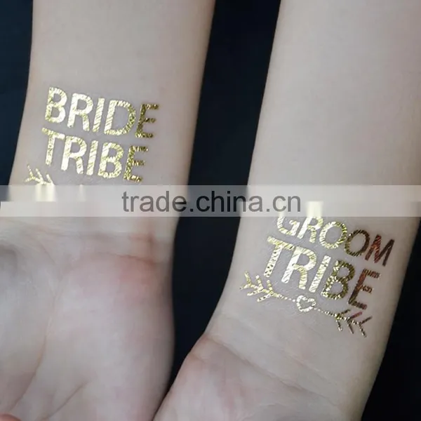Custom Hot Sale Wedding Tattoo Team Bride Gold Silver Tattoo Stickers Quality Choice