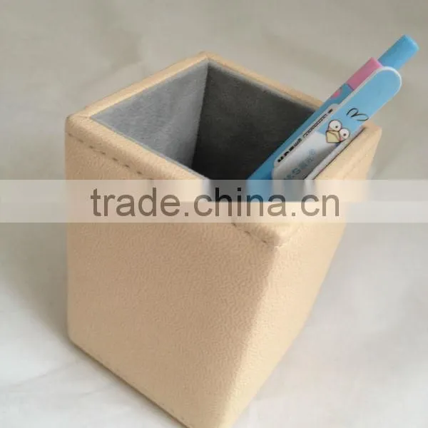 Fashion Square Leather Pen Container