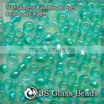 High Quality Fashion JS Glass Seed Beads - R009# Rainbow Dyed Blue Green Transparent Rocailles Beads For Garment & Jewelry