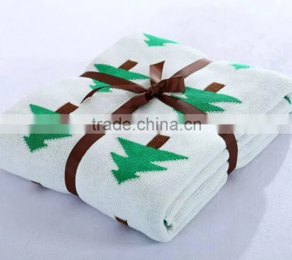 Pine Tree Printed Super Soft 100% Cotton Knitted Blanket / Throw Blanket for Kids / Baby