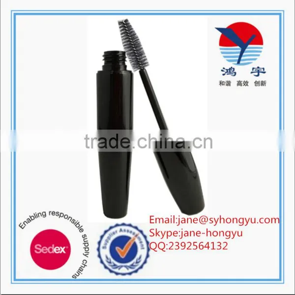 Black Color Aluminum Empty Mascara Extrusion Oval Tube With Hollow Brush photo-2