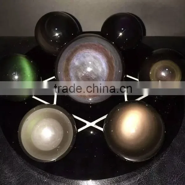 Hot Sale Nature Crystal Rainbow Obsidian Sphere/ball Seven Star photo-3