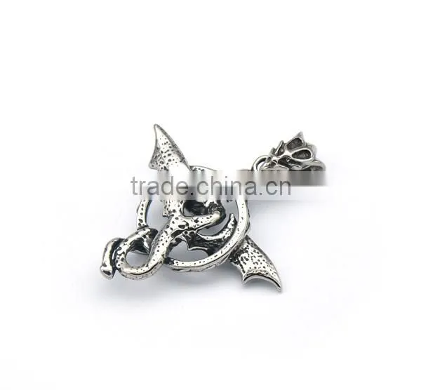 Personality Mens Silver Casting Stainless Steel Factory Punk Snake Pendants Skull Charm photo-4