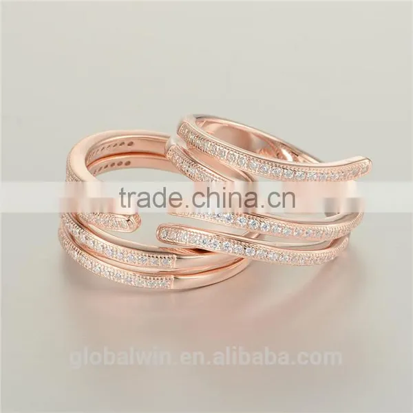 Hign Quality 925 Sterling Silver Cz Rose Gold Plated Fashion Rings Jewelry photo-3
