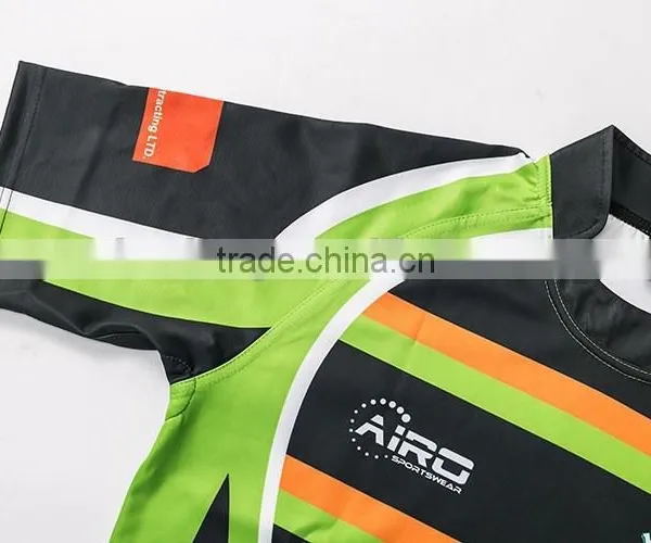 Cheap Wholesale Plain Custom Make Green Rugby Jersey Shirt Youth photo-5