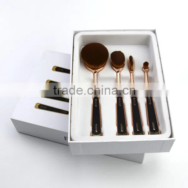 Toothbrush Makeup 4pieces Multi-purpose Rose Gold Oval Make up Brushes Set photo-5
