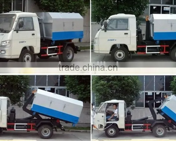 Truck mounted Hook Lift Garbage Box with Wheels / Garbage Truck