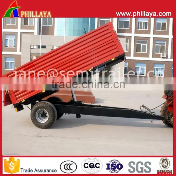 2 Axles 3Axles Mini Box Hydraulic Dump Trailer With Tractor Towing Drawbar photo-2