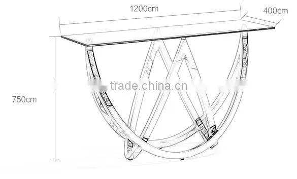 Special Shape Tempered Glass Top Console Table Set With Stainless Steel Base For Home Use photo-6