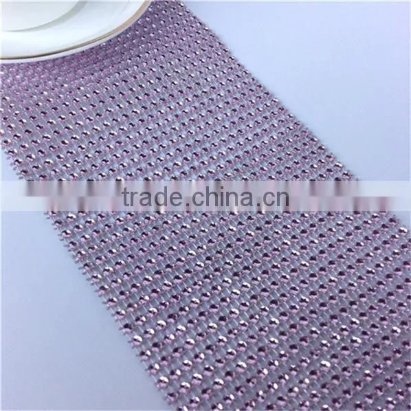 Beautiful Diamond Mesh Fabric Cheap Table Runners for Fancy Banquet photo-3