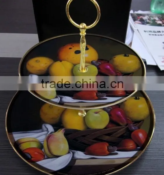 Wedding Fancy Decor Ceramic Double Layer Porcelain 3 Tier Cake Stand photo-3