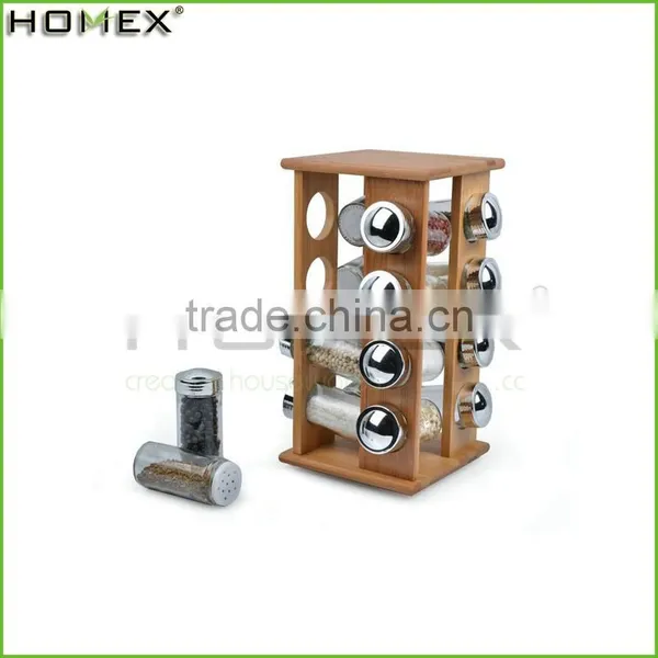 Bamboo Spice Rack Set, Wooden Spice Rack, Unique Spice Racks With Revolving Base/Homex_Factory photo-2