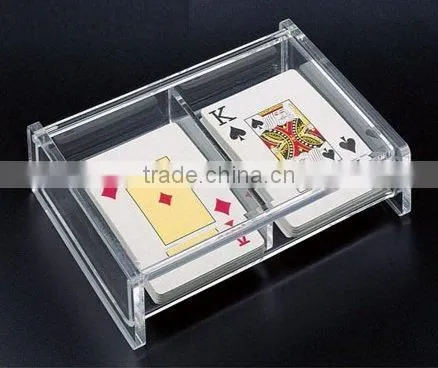 Clear Acrylic 2-Deck Hinged Playing Card Box