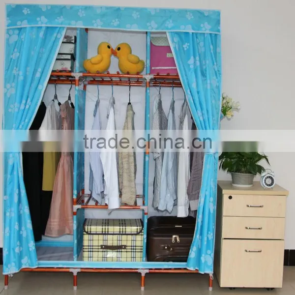 Huge Size With Side Pockets Non-woven Fabric Portable Folding Wardrobe photo-5