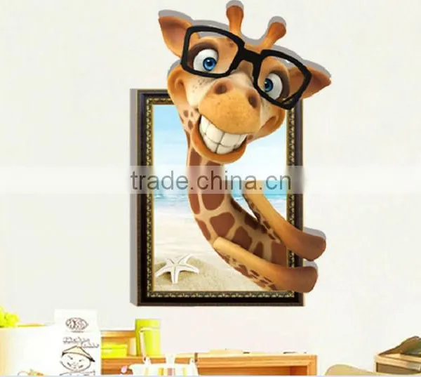 Funny Giraffe Animal Wall Paper , Self Adhesive 3D Wall Paper , Wall Sticker photo-3