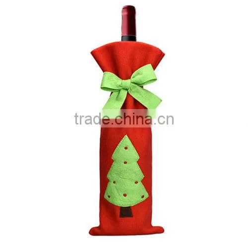 2016 New Cheap Christmas Decorations Red Santa Tree Wine Bottle Cover Bags Dinner Party Gift photo-4