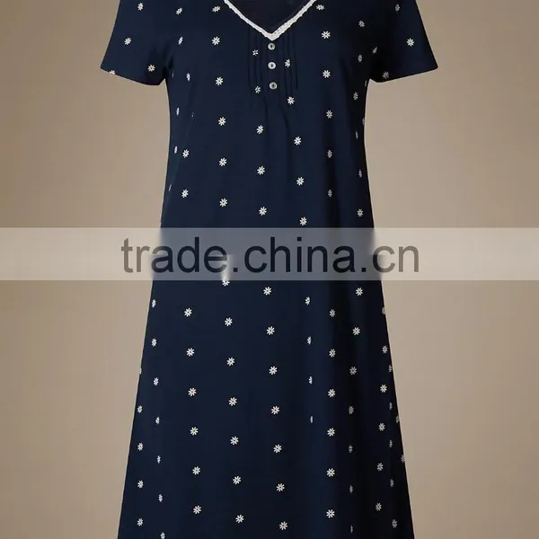 Wholesale Custom Made in China Women Fashion Short Sleeve Daisy Floral Nightdress Sleepwear China Clothing Manufacture Pyjamas photo-4