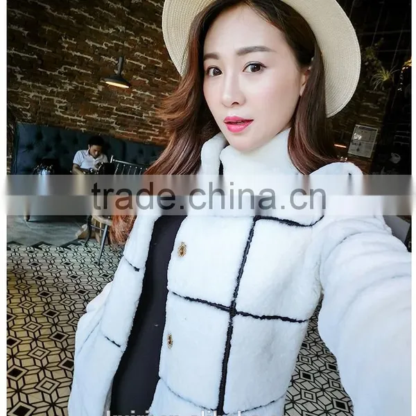 Europe Style 2015 Hot Salestype Winter Woman Sheep Fur Skin Overcoat Lady Faux Fur Jackets photo-3