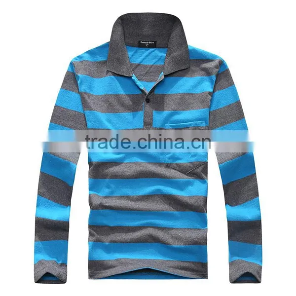 2016 Factory Sale Brand Classic Pure Cotton Mens Striped Polo Shirt Long Sleeve Contrast Color Design Sport Shirts for Man photo-4