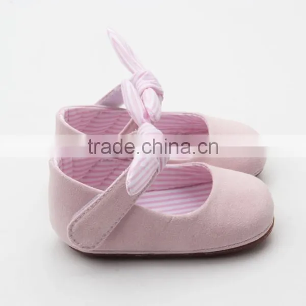 Pink Fabric Baby Handmade Non-slip Sole Baby Girls Shoes photo-3